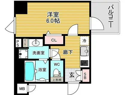 ファーストフィオーレ難波南アルマ(1K/8階)の間取り写真