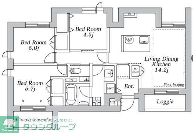 アノイエ 西棟(3LDK/3階)の間取り写真