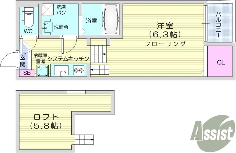 ハーモニーテラス福住町(ワンルーム/1階)の間取り写真