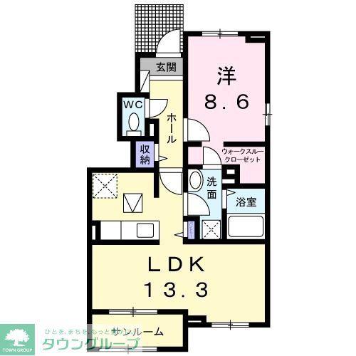 アリエッタII(1LDK/1階)の間取り写真