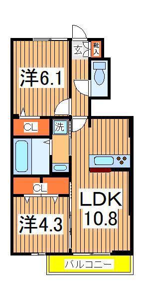 ル・コンフォール(2LDK/1階)の間取り写真
