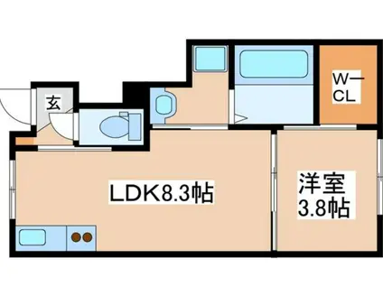 西蒲田ハイツ2 A東(1LDK/1階)の間取り写真