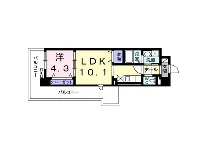 サンプラザ茨木(1LDK/3階)の間取り写真