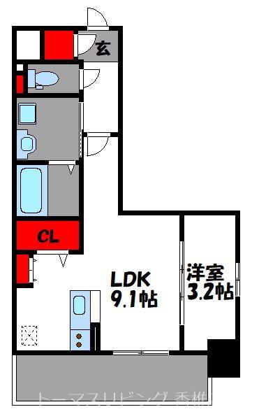 アビターレ吉塚駅前(1LDK/2階)の間取り写真