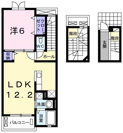 メゾン・パティオス B(1LDK/3階)の間取り写真
