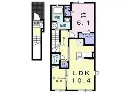 メゾン ヴィオラ(1LDK/2階)の間取り写真