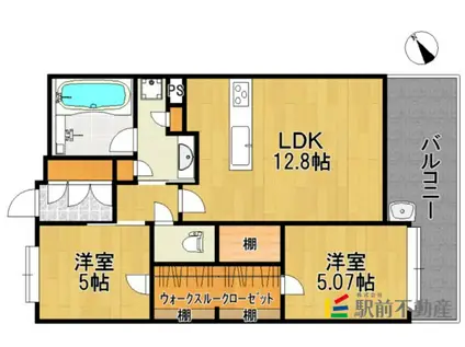 アソシア諏訪野テラス(2LDK/2階)の間取り写真