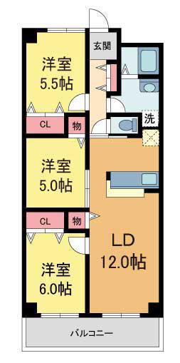 ジョイプレミオ(3LDK/2階)の間取り写真