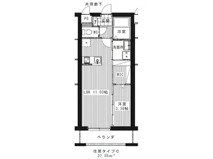 リュクス ドゥ ミネ(1LDK/2階)の間取り写真