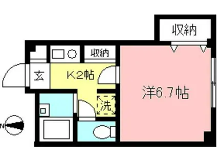 デ・パール桜丘(1K/1階)の間取り写真