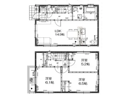 グランソフィア三橋5丁目 B(3LDK/1階)の間取り写真