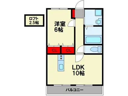 セレクトK A棟(1LDK/2階)の間取り写真