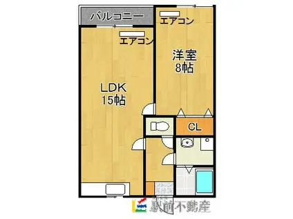 サンライズ上津(1LDK/1階)の間取り写真