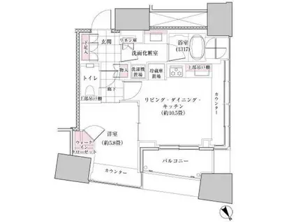 ザ・パークハウス三軒茶屋タワー(1LDK/18階)の間取り写真