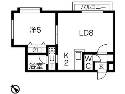 ノヴァ二十四軒(1LDK/2階)の間取り写真