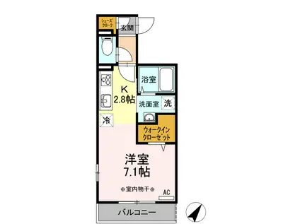 クレール相模原(1K/3階)の間取り写真