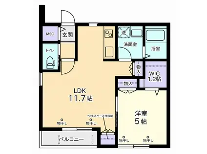 COCORO61113(1LDK/2階)の間取り写真