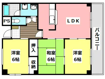 サンハート南茨木(3LDK/5階)の間取り写真