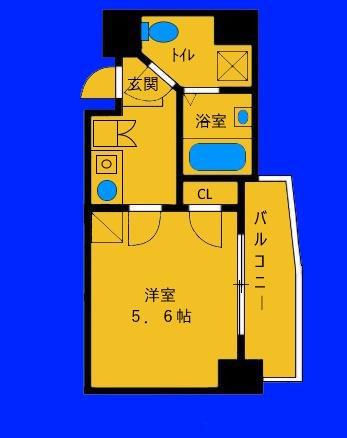 プラスパ鶴見(1K/4階)の間取り写真