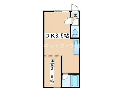 パークサイドG(1DK/3階)の間取り写真