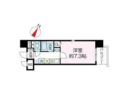 マインズコム新北野(1K/9階)の間取り写真