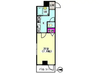 ベルヒルズ(1K/3階)の間取り写真