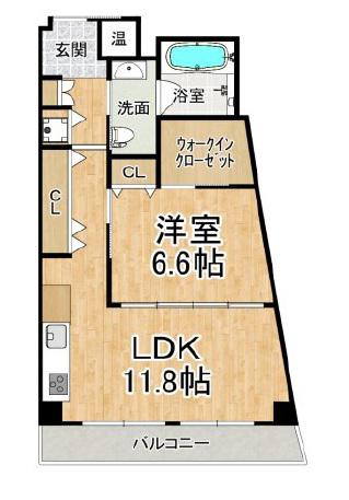 ジュリオ朝霧(1LDK/3階)の間取り写真