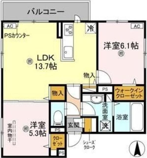 GRAMM東小野堀町イースト(2LDK/3階)の間取り写真