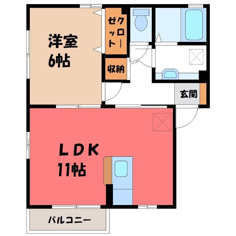 フォンテーヌ(1LDK/2階)の間取り写真