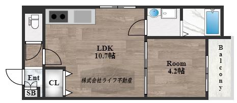 BADGE TOMOI EST VI(1LDK/3階)の間取り写真