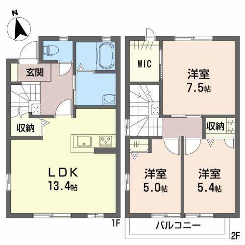 ファルカス II A棟(3LDK/1階)の間取り写真