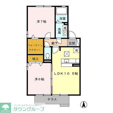 グランメールB(2LDK/1階)の間取り写真