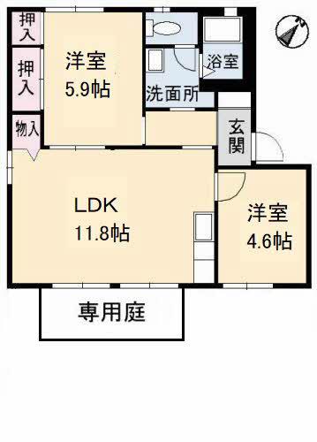 メゾン ラフィネ A棟(2LDK/1階)の間取り写真