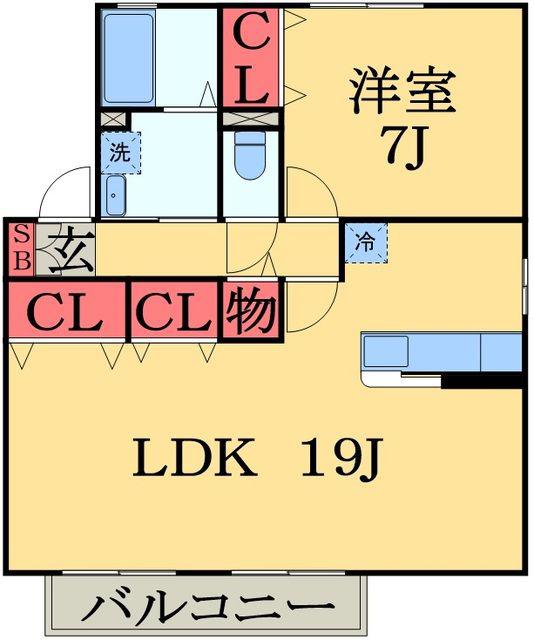 ヴェルクレール弐番館(1LDK/1階)の間取り写真