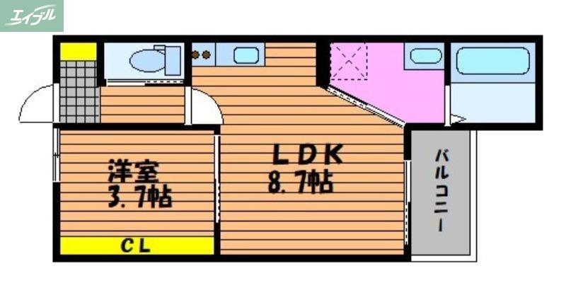 LIEN国富(1LDK/2階)の間取り写真