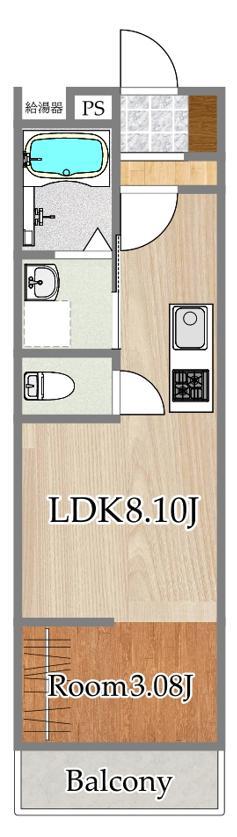 ASUIT富沢西(1LDK/1階)の間取り写真