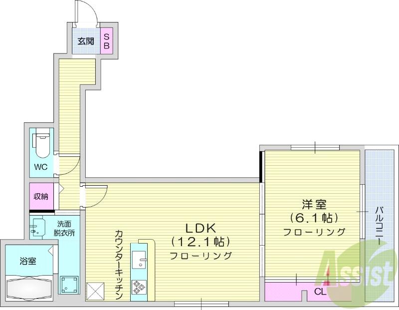 D-ROOM CINNAMON(1LDK/1階)の間取り写真