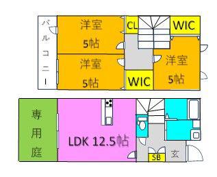 ONE VILLAGE(3LDK/1階)の間取り写真