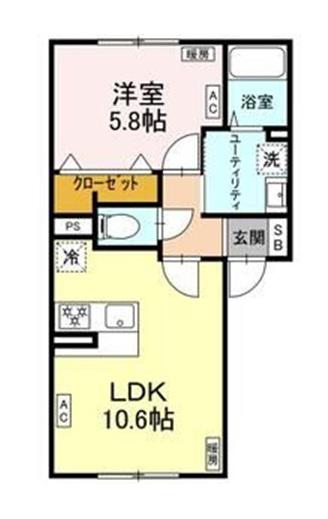 FIRST SKY G(1LDK/1階)の間取り写真