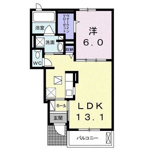 スプリングフィールドIV B(1LDK/1階)の間取り写真