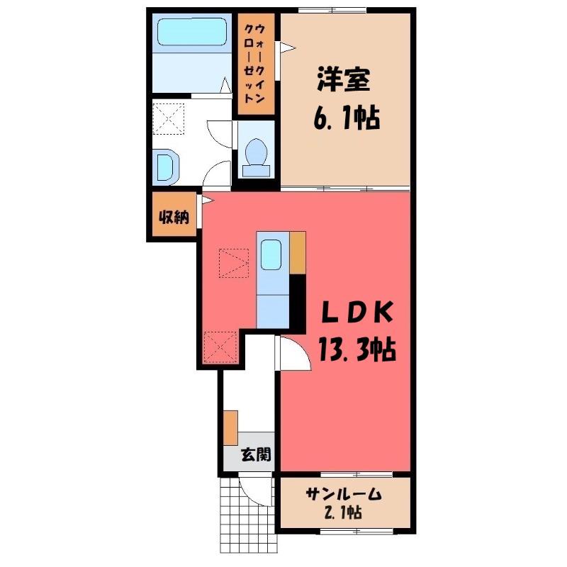 レジデンス フジ B(1LDK/1階)の間取り写真