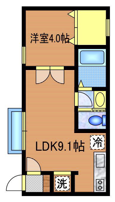 西武新宿線 東伏見駅 徒歩12分 2階建 築5年(1LDK/2階)の間取り写真