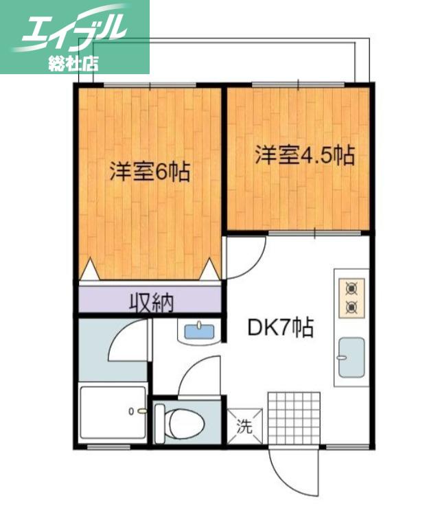 ROSECOURTききょう町(2DK/2階)の間取り写真