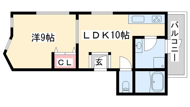 ハイツ志染(1LDK/2階)の間取り写真