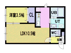 YUGA(1LDK/1階)の間取り写真