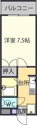 コンチェルト松江(1K/1階)の間取り写真