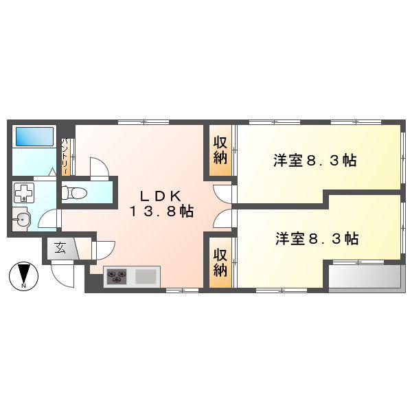 ポートヴィラ(2LDK/3階)の間取り写真
