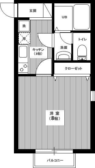 キャメル谷塚III(1K/1階)の間取り写真