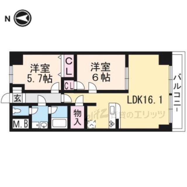 MS.HILLS千里丘ノース(2LDK/1階)の間取り写真