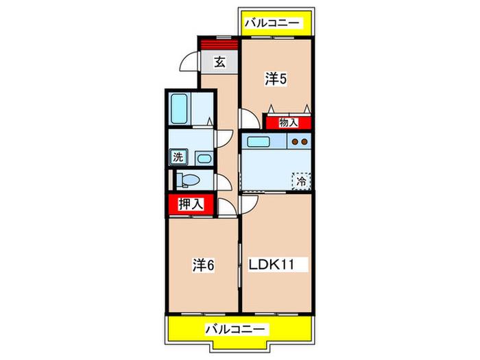 日吉ヒルトップマンション(2LDK/2階)の間取り写真